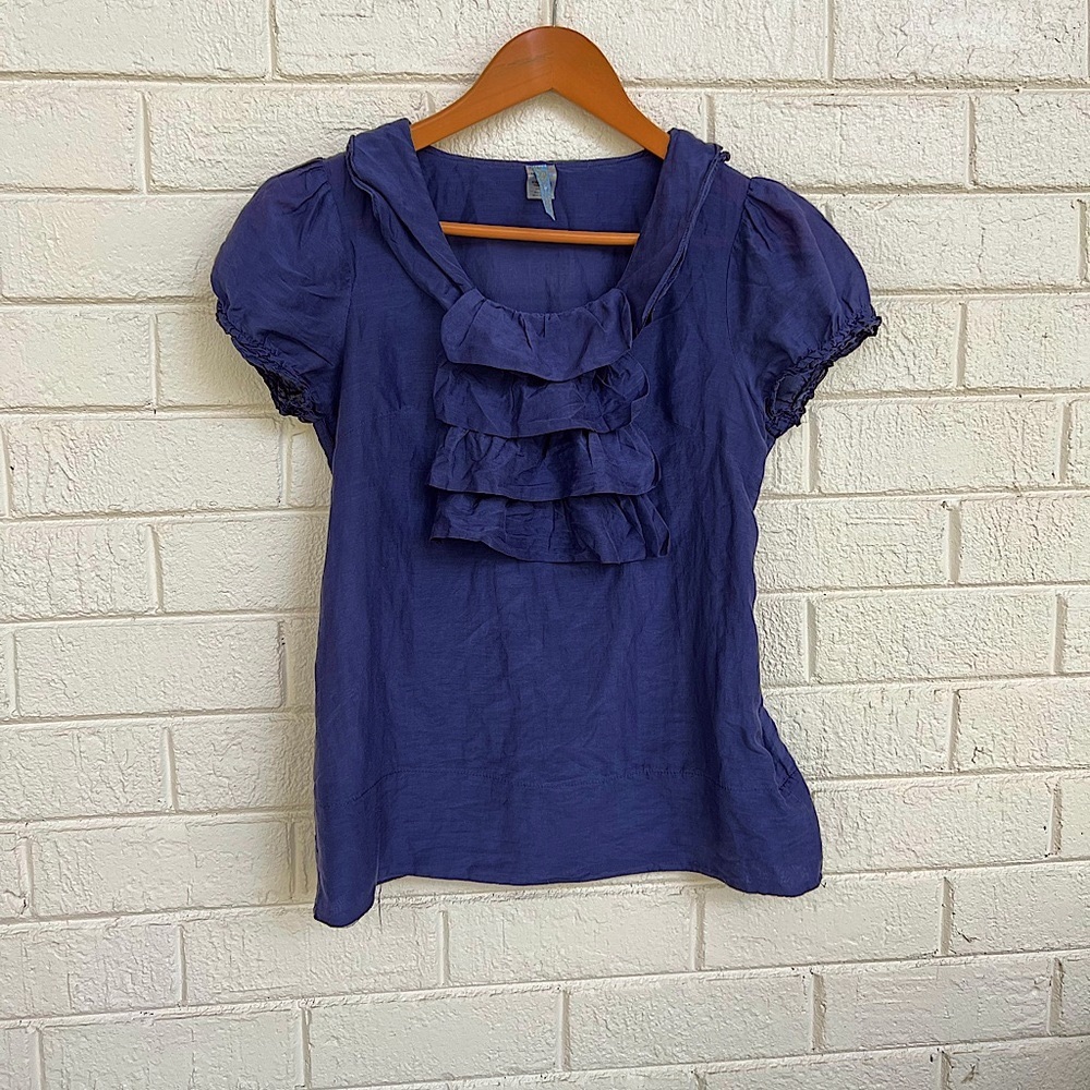 Sheer Navy Silk Blend Top
